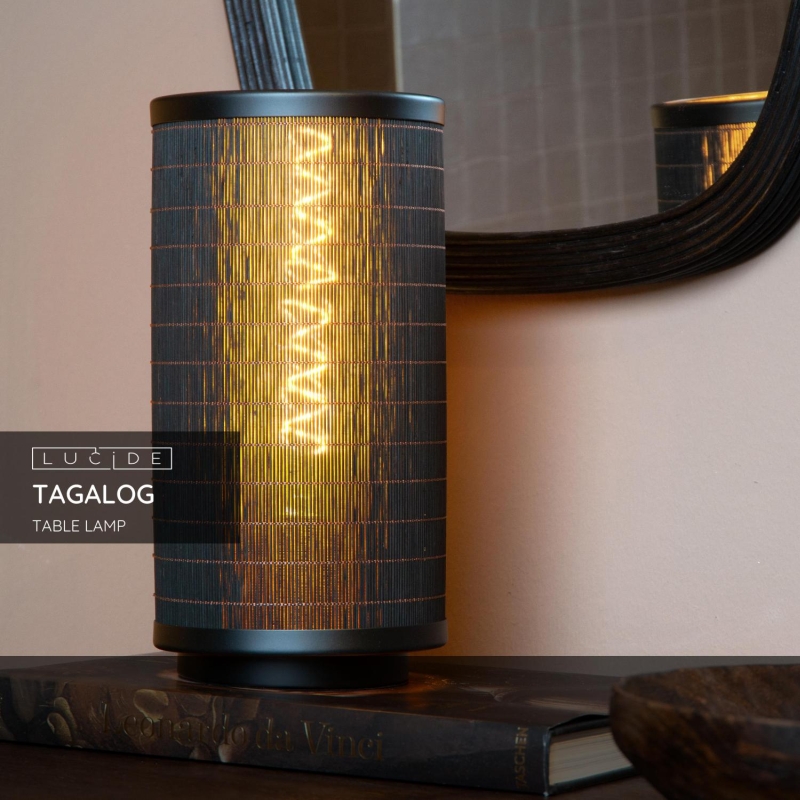 Lucide TAGALOG - Stolná lampa - Ø 15 cm - 1xE27 - Čierna